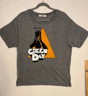 Green Day Letluv Graphic T-Shirt‎ Large Heather Grey East Bay Punk Rock Tee thumbnail 1