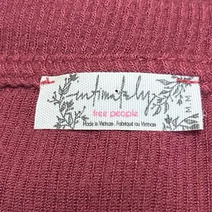 Free People Hi Hon Wine Red Rib Knit Long Sleeve Scoop Neck Thong Bodysuit Top M thumbnail 4