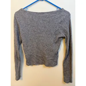Mixed Threads Ribbed Lace Trim Top Women Med Grey Excellent Cropped Long Sleeve thumbnail 6