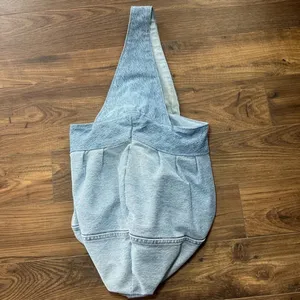 Denim Purse Tote Bag Light Wash Jean Lined Clasp Hobo Travel Inner Pocket Pleats thumbnail 5