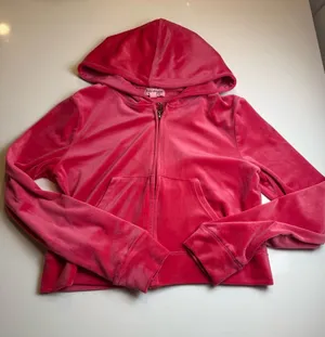 Juicy Couture Hot Pink/silver Velour Zip-Up Y2K Hoodie‎ Size L thumbnail 1