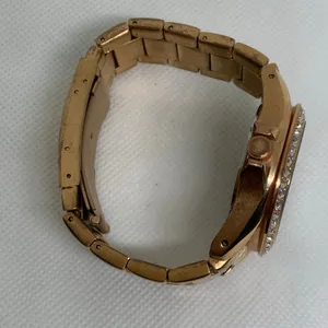 Fossil women watch ES-2811 day date hours rose gold tone 38mm size 6.5” running thumbnail 7