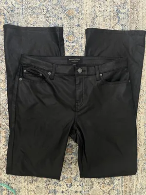 Banana Republic Low-Rise Bootcut Pants Size 29/8 Black Coated Denim Jeans thumbnail 1