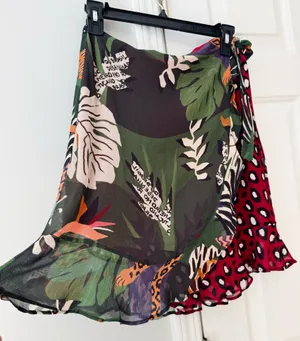 Farm Rio Mixed Prints Belen Wrap Mini Skirt, Size XS thumbnail 4