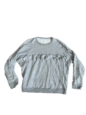 THE GREAT Gray Ruffle Crewneck Sweatshirt Size 0 thumbnail 5