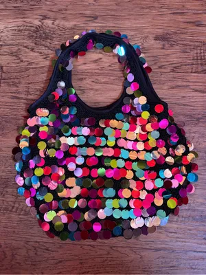 Vintage Y2K Rainbow Sparkly Sequin Shoulder Hobo Bag Purse thumbnail 1