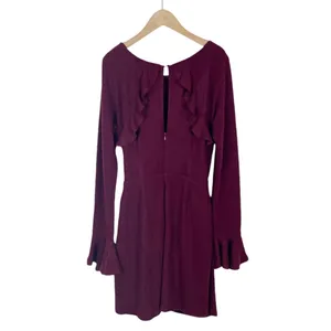 Lulus Favorite Tune Faux Wrap Sweater Dress in Burgundy Size Medium thumbnail 4