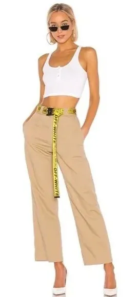 RE/DONE IDGAF High Rise Trouser in Khaki Revolve Made in USA Wide Leg Size 25 thumbnail 1