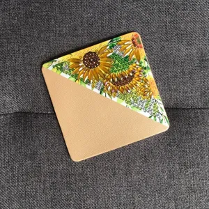 Diamond Art SUNFLOWERS 03 Corner Bookmark, Colorful, Sparkly, Bling, Gold, Brown thumbnail 3