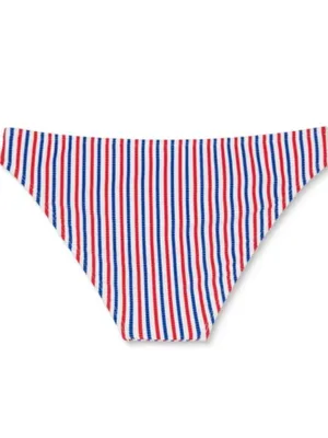 Juniors’ Ribbed Cheeky Bikini Bottom Red White Blue Swimsuit M Beach Patriotic thumbnail 4