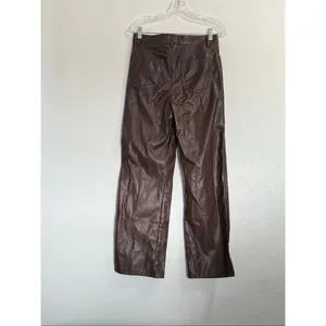 New Garage Faux Leather Chocolate Brown pants Sz M thumbnail 3