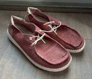 Hey Dude Women's Red Wendy Corduroy Casual Slip On Shoes Sneakers Sz 9 thumbnail 1