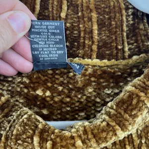Women's Sweater Velvet Chelsea & Theodore Mock Mustard Yellow Brown Crop Relax thumbnail 4