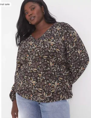 Lane Bryant Babydoll Blouse Size 18 Floral Glitter Whimsygoth Boho Office NWT thumbnail 1