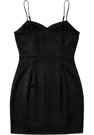 Forever 21 Black Leopard Jacquard Mini Dress Adjustable Straps Size‎ L thumbnail 1