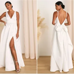 LULU's Bridal Wedding Chic Modern Sexy Elegant Satin A-Line Ballgown NWOT thumbnail 3