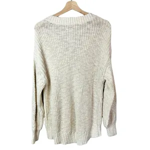 American Eagle AEO Off White Knit V-Neck Sweater S‎ thumbnail 2