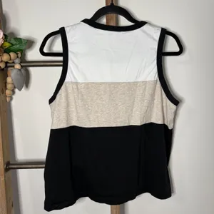 Evereve Colorblock Tank Top White Tan Black Sleeveless Women's XL thumbnail 5