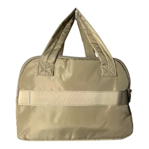 BAGSMART Large Makeup Bag Travel Toiletry Organizer Wide Open Quilted Tan thumbnail 2