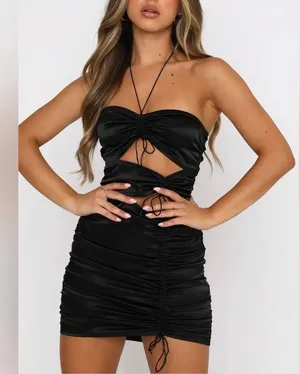 WHITE FOX BOUTIQUE Midnight Glow Mini Dress in Black thumbnail 1