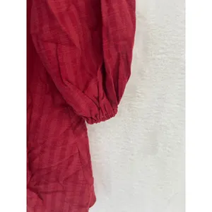 Lulus Wine Red V-Neck‎ Puff Sleeve Babydoll Mini Dress Textured Small NWT thumbnail 9