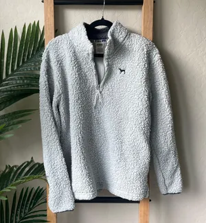 PINK - Victoria's Secret Grey Sherpa Quarter Zip Jacket thumbnail 4