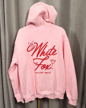 White‎ Fox With Love & Kisses Oversized Hoodie Baby Pink Era 8.5 M/L NWT thumbnail 1