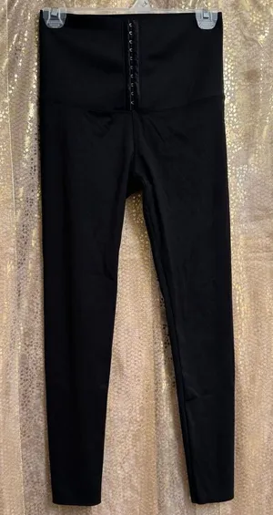 Black Tummy Control Shapewear Spandex Stretchy High Waisted Leggings Large thumbnail 1