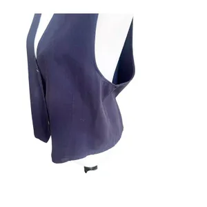 Vintage Au Coton Waistcoat Vest Women's Navy Sleeveless V-Neck Classic One Size thumbnail 10