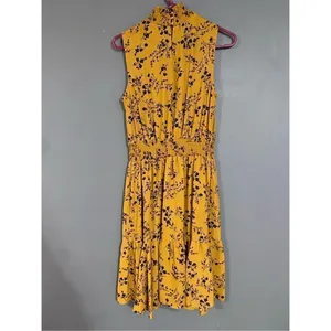 Nanette Nanette Lepore Colonel Mustard Pleated High Neck Dress Sz 6 thumbnail 6