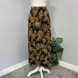 Coldwater Creek Black Midi Orange Brown Floral Skirt Dark Grunge Cottagecore thumbnail 4