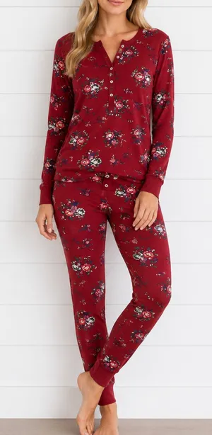 Hanna Andersson women’s floral organic cotton pajama set size S/M thumbnail 1