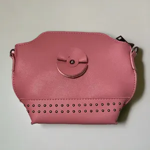 Mini Pink Leather Studded Crossbody Zipper Bag * WITHOUT STRAP * thumbnail 2
