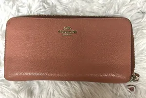 Coach Texture Accordion Zip Around Leather Wallet - Pink vintage thumbnail 1