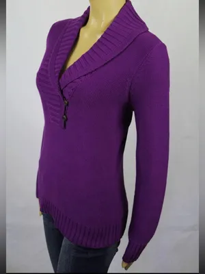 Ralph Lauren *Lauren Ralph Lauren Lauren Jeans Co. New Purple Shawl Collar Button Knit Sweater #PW thumbnail 2