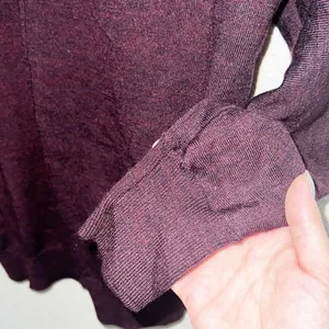Loft Lightweight Maroon Beaded Long Sleeve Acrylic And Wool Blend V Neck Top thumbnail 4
