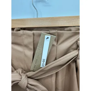 Do + Be‎ Womens Tan Faux Leather High Waisted Paperbag Pants Sz S NWT thumbnail 6