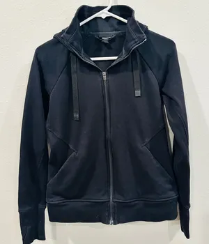 Athleta Black Full Zip Hoodie Jacket Athletic Workout Athleisure Size S thumbnail 1