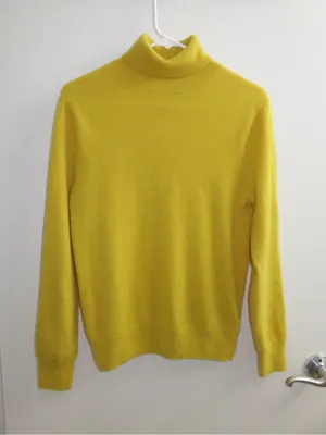 J. Crew Women’s Yellow Turtleneck Sweater 100% Cashmere Size S thumbnail 1