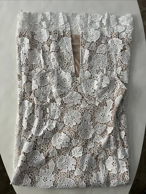 NWT Commense Semi Sheer Double Layer Floral Lace Corset Cami Midi Maxi Dress M thumbnail 7
