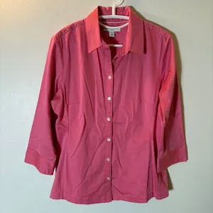 Banana Republic‎ Fitted Button Down Shirt Size Large Pink thumbnail 1