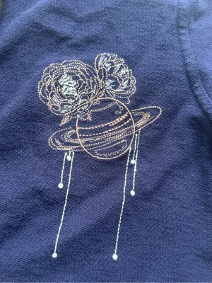 American Giant Full Zip, Embroidered Planet Sweatshirt Hoodie Navy Womens XL thumbnail 5