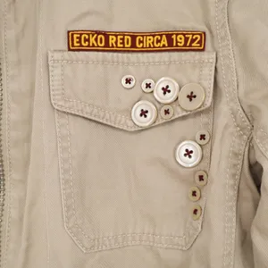 Ecko Red Womens Tan Khaki Utility Bomber Jacket Cropped Cotton Size L thumbnail 2