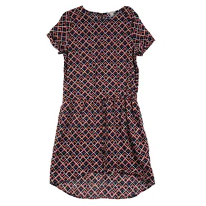 Caslon M Colorful 100% Linen Hi-Lo Shift Dress Navy Mod Geometric Print Summer thumbnail 2