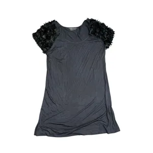 BCBGMAXAZRIA Feather Ruffle Sleeve Jersey Knit Dress L Whimsygoth Witchy Fairy thumbnail 2