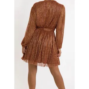 NWT Baltic Born Metallic Shimmer Pleated Belted Mini‎ Dress Sz S thumbnail 2