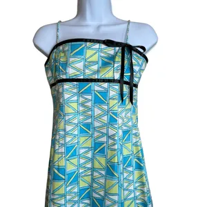 Vintage Becky & Max Y2K‎ Dress Blue Green Size 4 Empire Waist Babydoll Artsy thumbnail 4