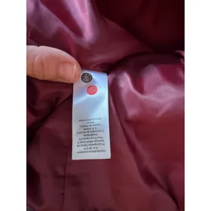Talbots Petite Quilted Faux Leather Jacket 8P Burgundy Gold Crest Buttons thumbnail 12