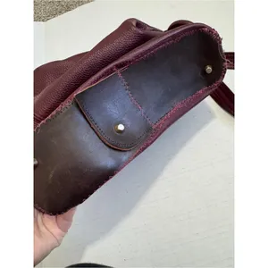 Valentina Italian Leather Burgundy Asymmetrical Crossbody Handbag Bag Purse Hobo thumbnail 10
