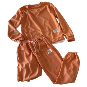Women's Oversized Lightweight Two Piece Waffle Jogger Set Peach Size 3XL #260723 thumbnail 1